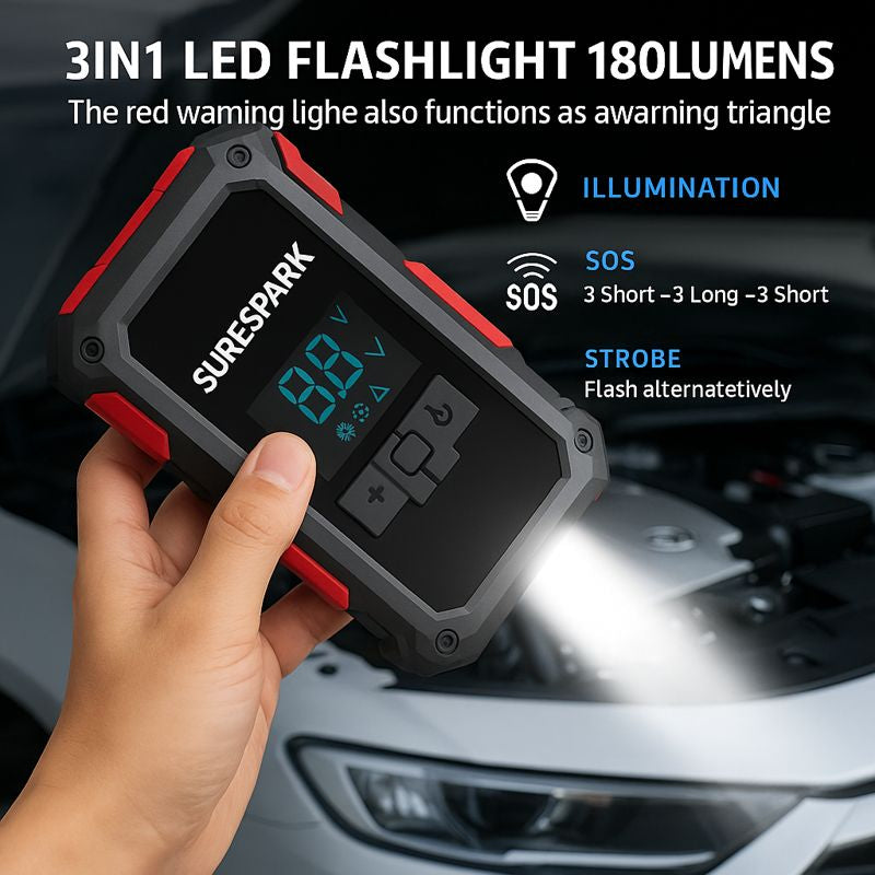 Surepark Portable Car Jump Starter with Air Compressor