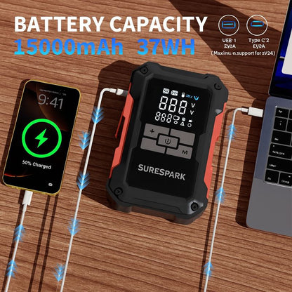 Surepark Portable Car Jump Starter with Air Compressor
